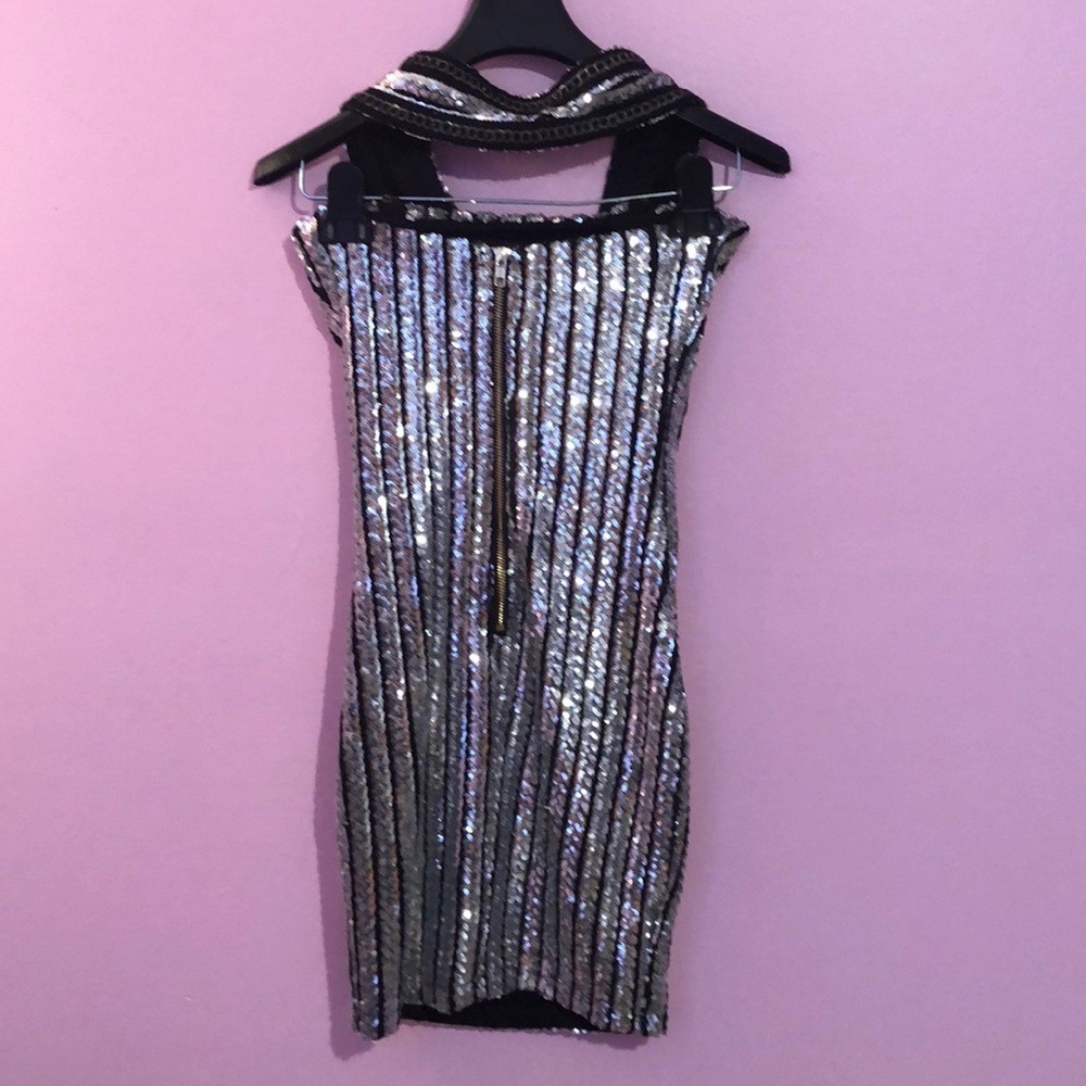 Mini Strapless Sequence Silver And Black Dress - image 2